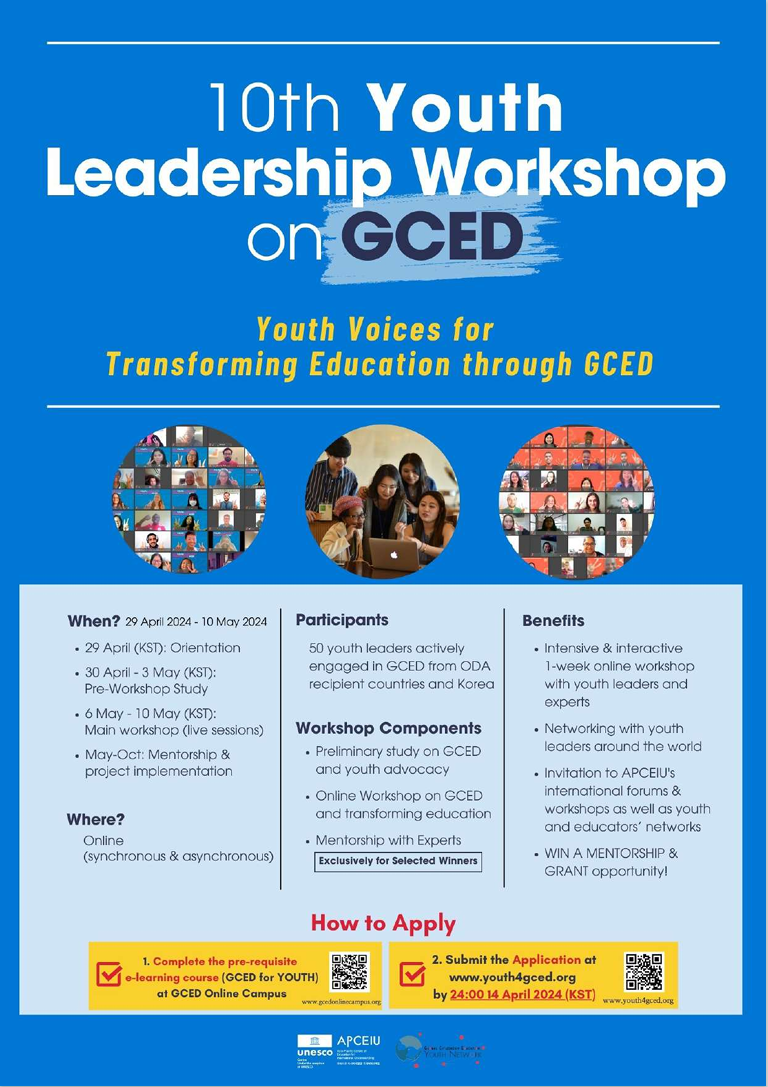 APCEIU Announces Open Call for Applications for the 10th Youth Leadership Workshop on GCED