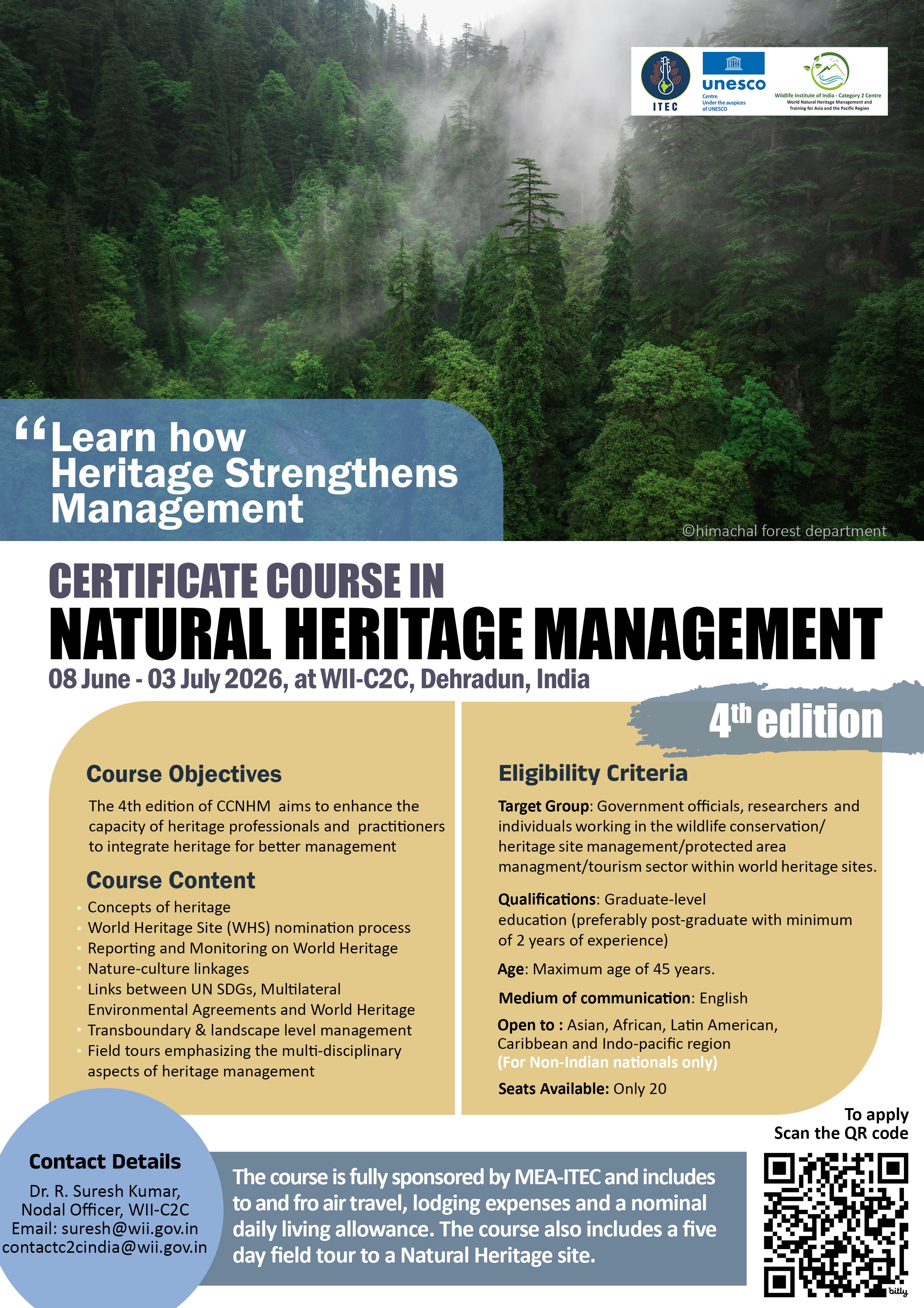 Natural Heritage Capacity-building courses by UNESCO WII-C2C, starting April 2026 